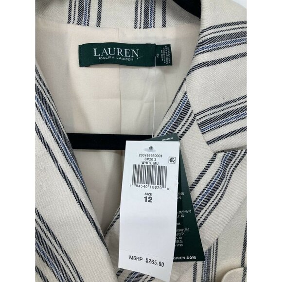 Ralph Lauren Blazer Jacket Size 12 Ivory Blue New - Picture 10 of 12